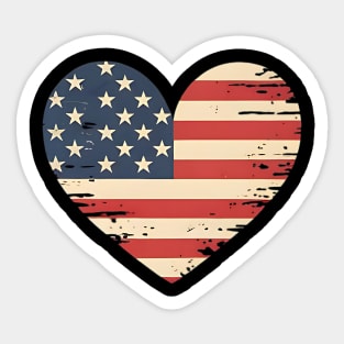 American Flag Heart 4th of July Sticker